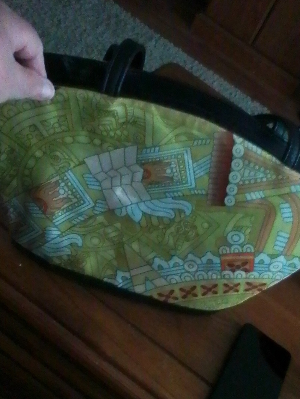 Patterned Yellow Graphic Dome Handbag